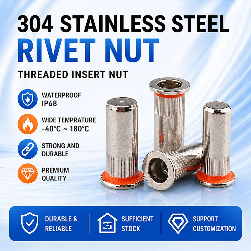 10pcs 304 stainless steel flat head sealed glue-coated waterproof blind rivet nut
