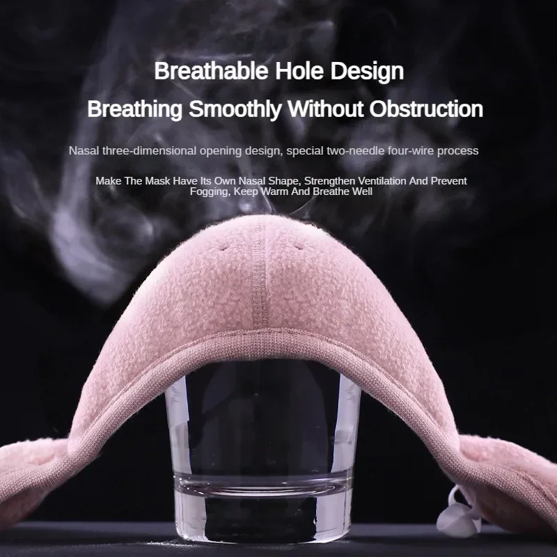 الشتاء الدافئة قناع الوجه الباردة واقية تنفس غطاء للأذنين يندبروف ثلاثية الأبعاد القطبية الصوف نصف غطاء الوجه دراجة نارية دراجة ركوب قناع #3