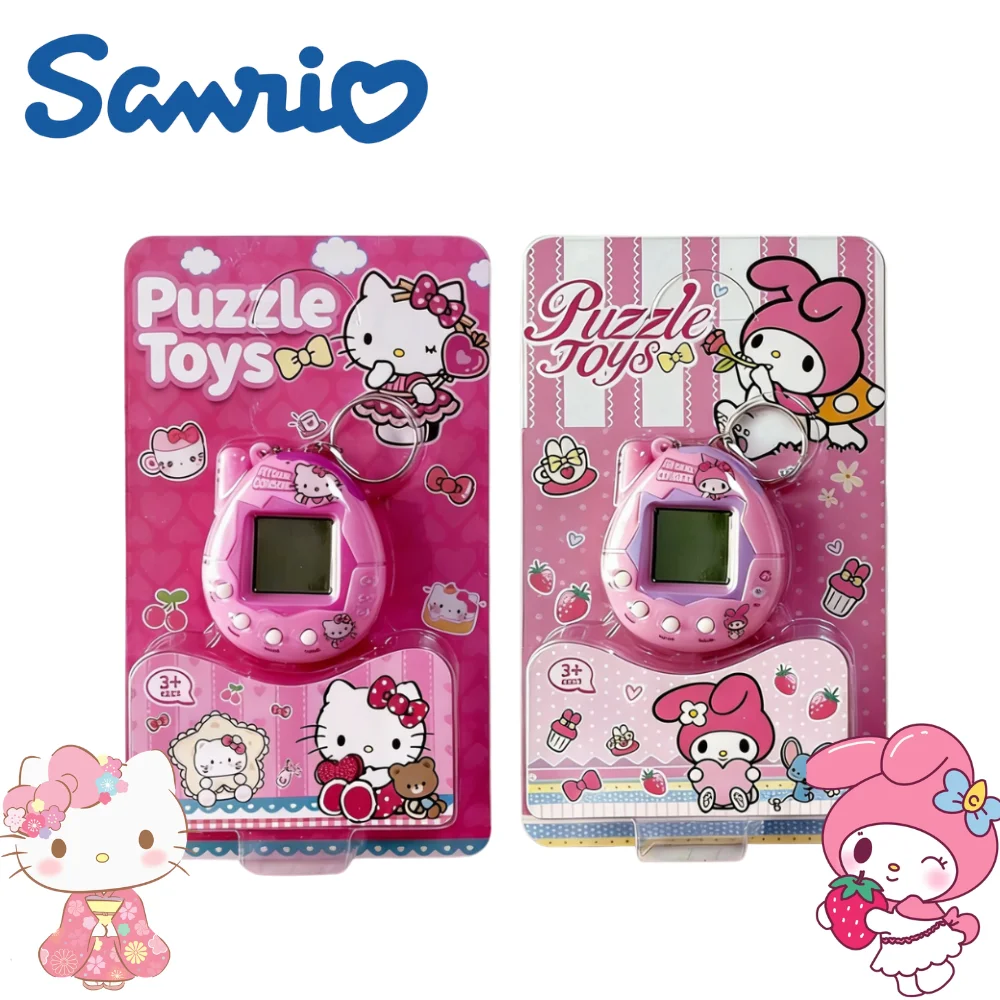 

HOT Hello Kitty Virtual Pet Mini Game Console Kuromi Original Cartoon Toys Hellokitty Keychains Toys Birthday Gifts