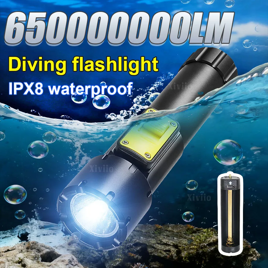 

Мощный подводный фонарь XHP160 LED, перезаряжаемый, с магнитным выключателем, для дайвинга и подводных работ, амфибийный фонарь