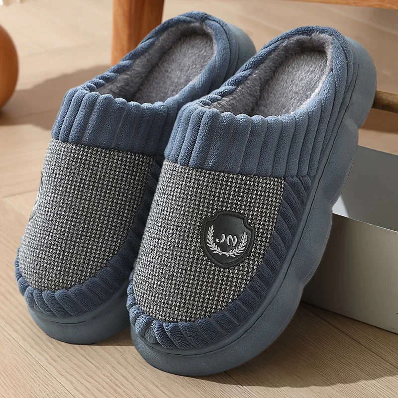 Men\'s Plus Size Slippers Winter Cotton Slippers Indoor Slippers Man Warm Slippers Plush Slippers Non-slip Thickened Slipper