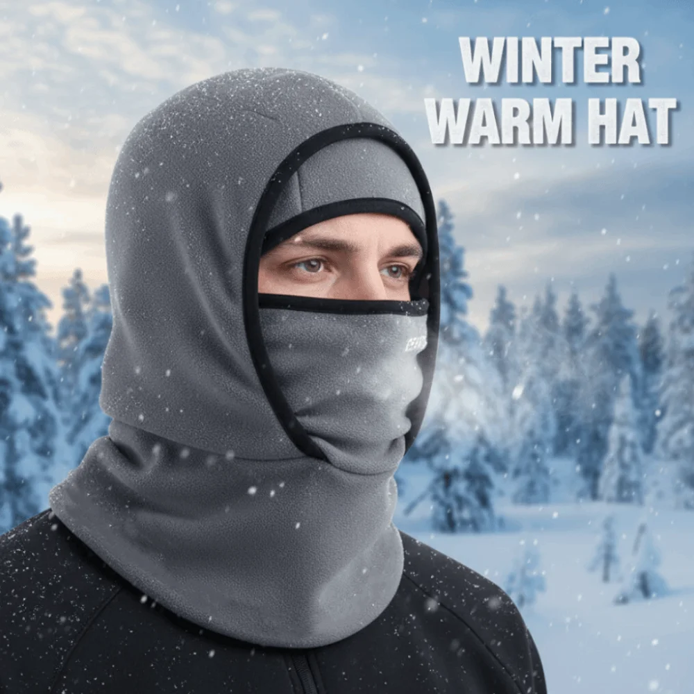 

Double Layer Balaclava Cycling Cap Fleece Neck Protection Warm Hat Mask Thicken Cold-proof Ski Windproof Cap Winter