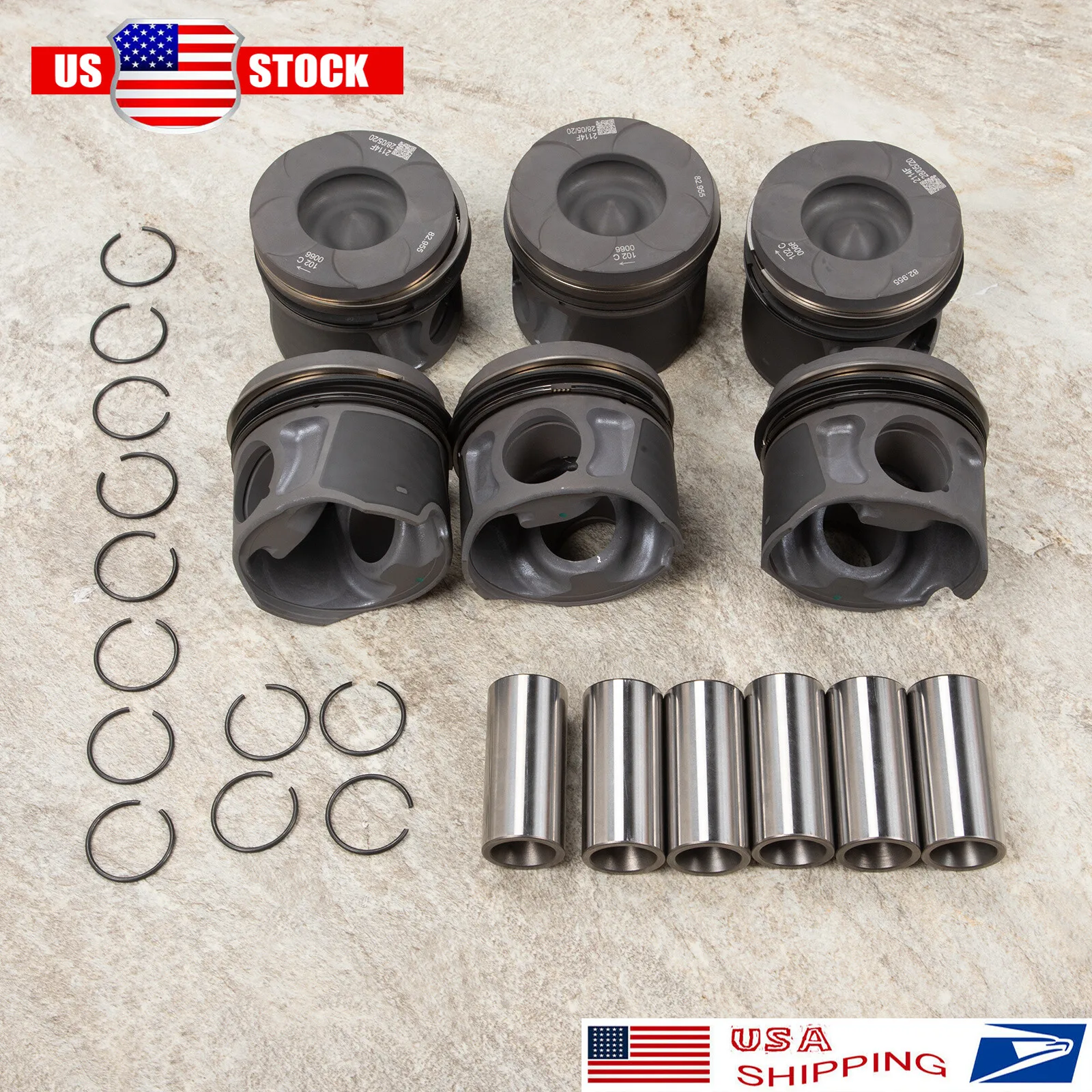 6pcs Piston with Rings For Jeep Grand Cherokee 3.0T V6 EXF 68147228AA 83mm STD