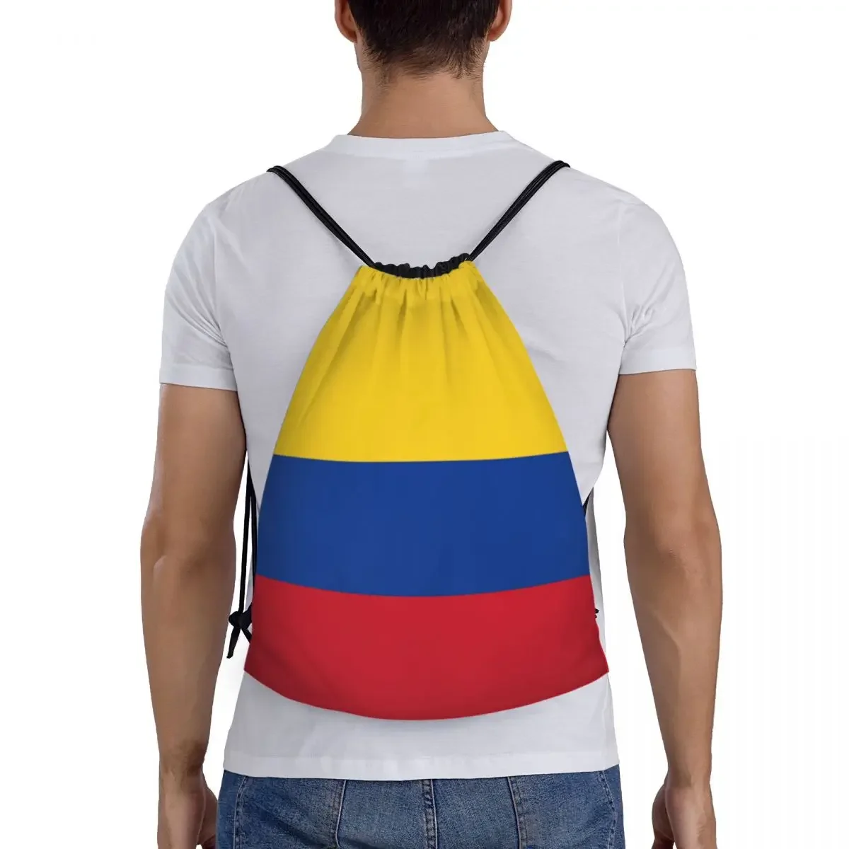 Custom Flag Of Colombia Drawstring Bags Women Men Lightweight Sports Gym Storage Backpack