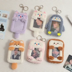 Portatarjetas de fotos de la serie Kawaii Cat Penguin, soporte esponjoso para sesión fotográfica Kpop de 3 pulgadas, bolsa colgante, papelería escolar, nuevo