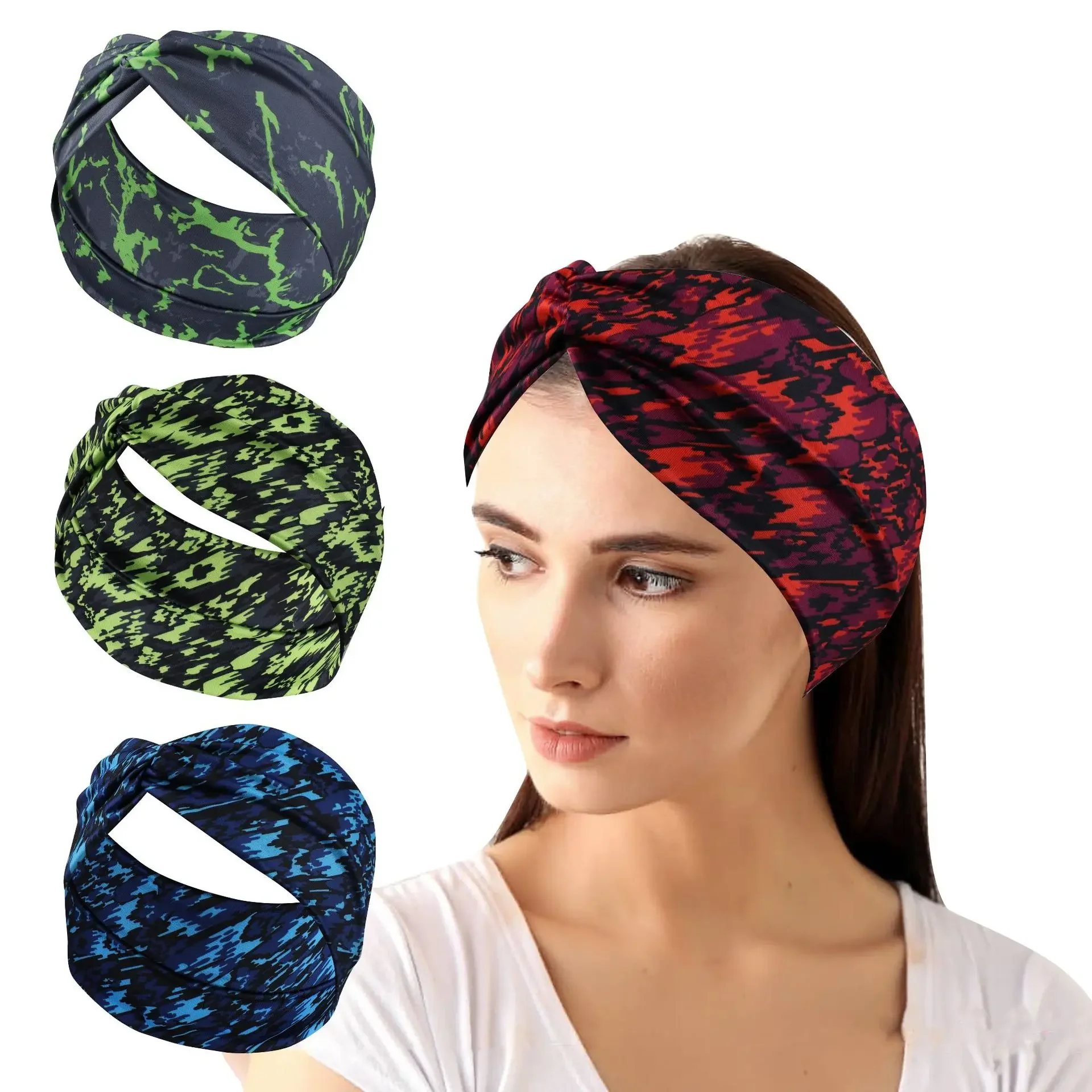 2024 New Women's High Elastic Wide Edge Hair Band Yoga Breathable Antiperspirant Sports Sweat Guide Hairband Headscarf