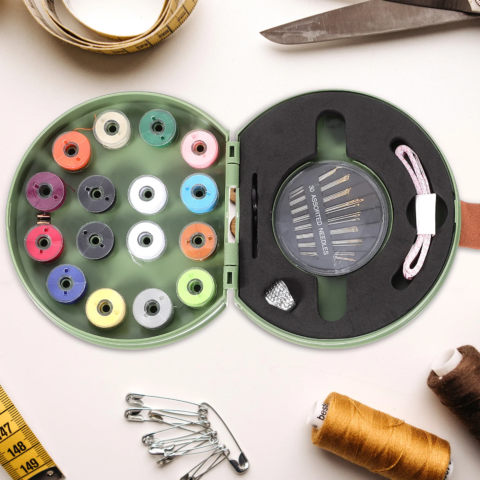 

1Set Portable ABS Sewing Tool Organizer Delicate Pin Storage Box for Needles Clips Buttons Beads Travel Sewing Kit