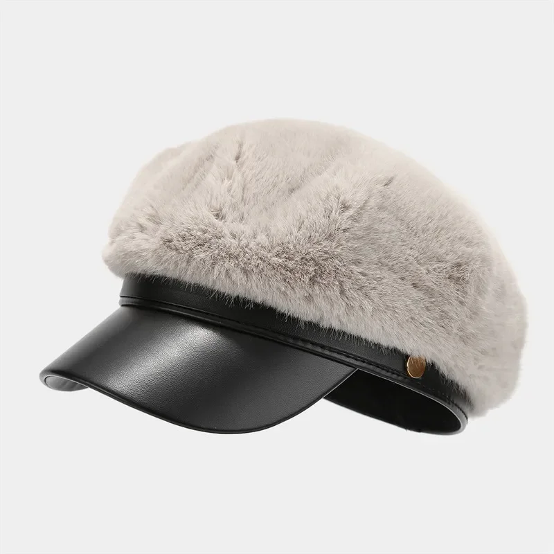 ฤดูใบไม้ร่วงและฤดูหนาวโพลีเอสเตอร์ Solid Keep WARM Beret หมวกแปดเหลี่ยมจิตรกรหมวกสําหรับสาวและผู้หญิง 137