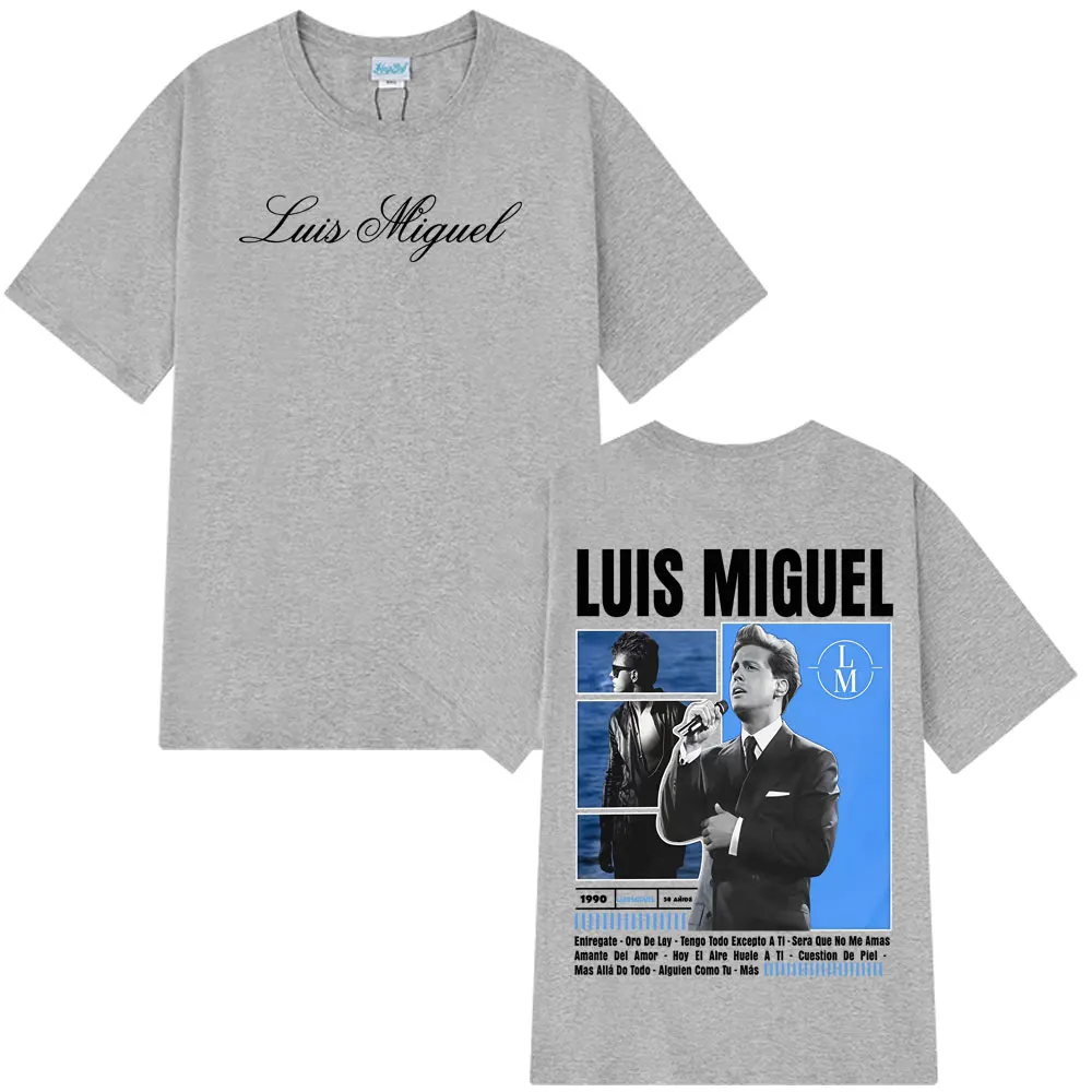 مغني الراب لويس ميغيل ألبوم الجرافيك تي شيرت الرجال النساء موضة الهيب هوب تي شيرت تقليدي المتضخم القطن الذكور تي شيرت الشارع الشهير