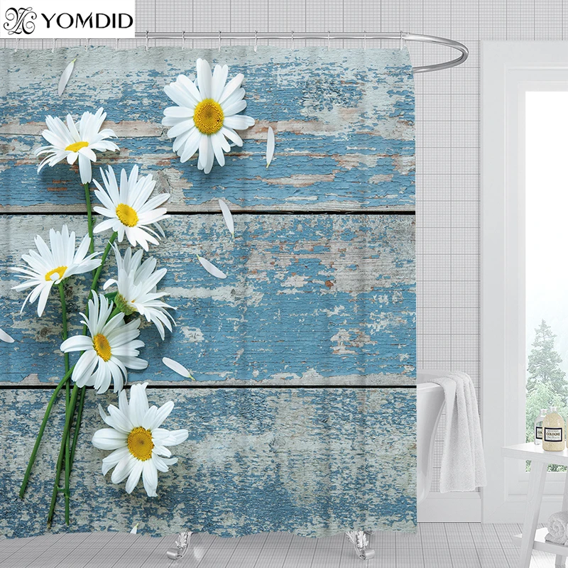 

Женская занавеска для душа с цветочным принтом, 1/4 шт.