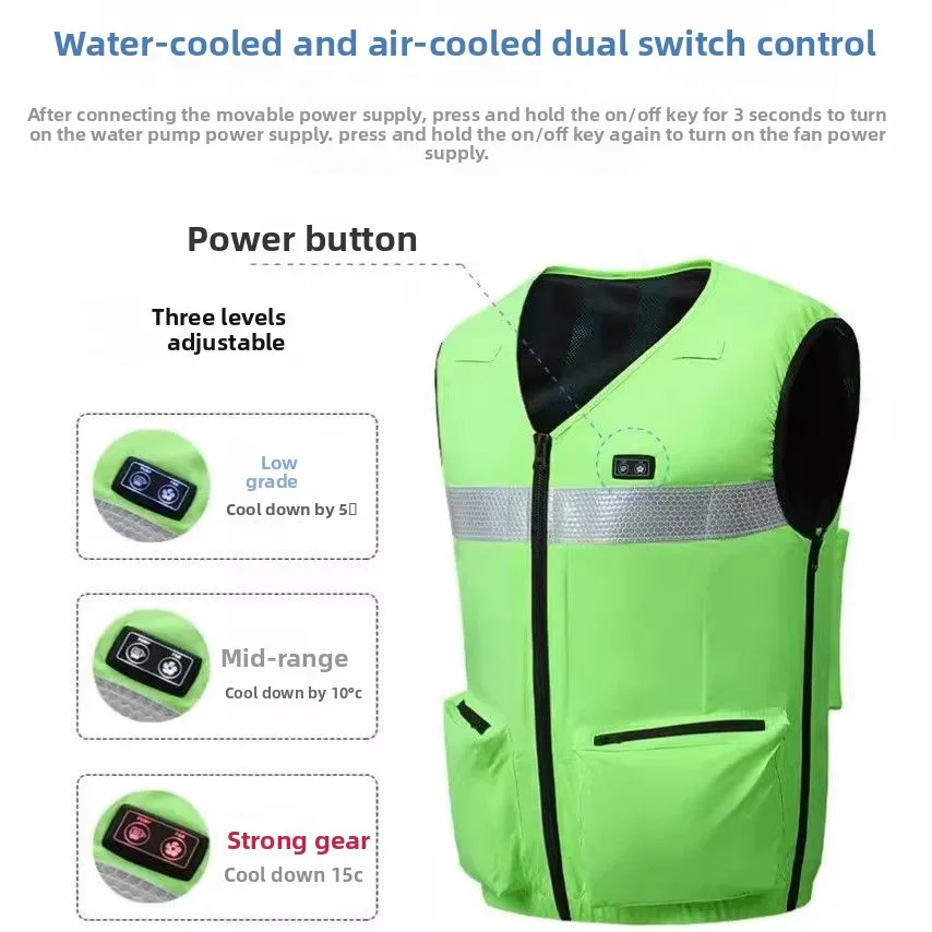 Water-cooled Air Conditioner Suit Vest Cooling Protective Vest Water Circulation Cooling Fan Shirt Heat-resistant Workwear