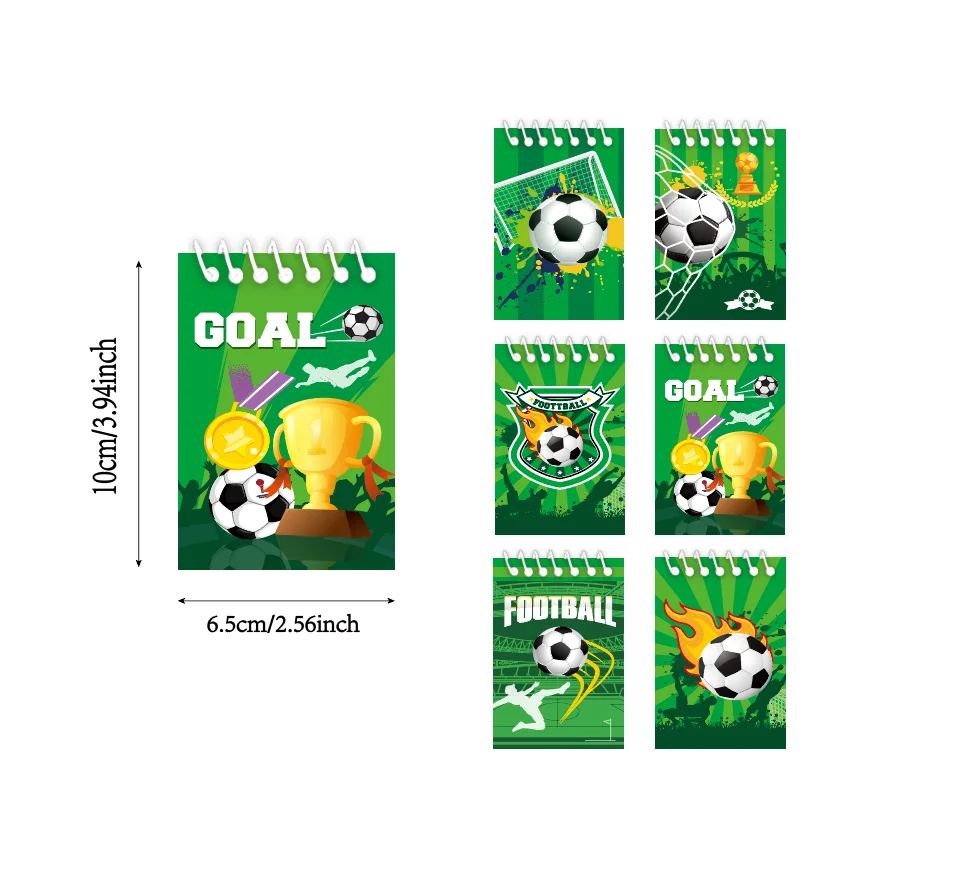 BANBALLON 12pcs Soccer Mini Notepads Soccer Themed Notebooks Soccer Party Favors Set with Spiral Notebooks in 6 Style for Teache