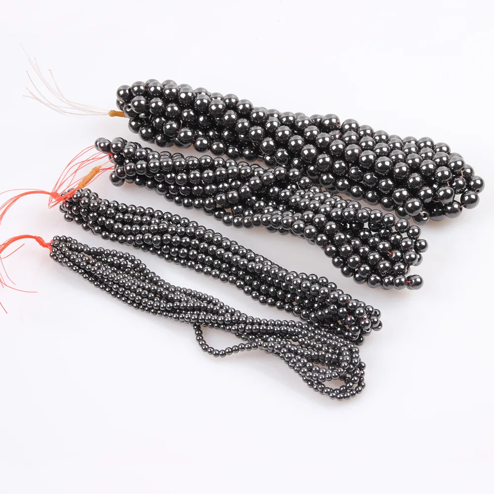 Natural Stone Magnetite Loose Beads Strand Magnetic Black Gallstone Beads for Jewelry Making DIY Bracelet Necklace Accessories