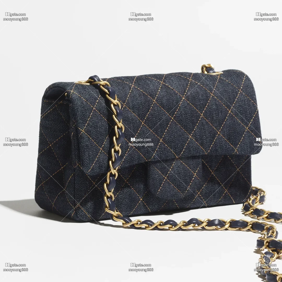 

wholesale price 12A upgrade mirror quality designer denim chain bag for women classic flap handbag luxury shoulder bag