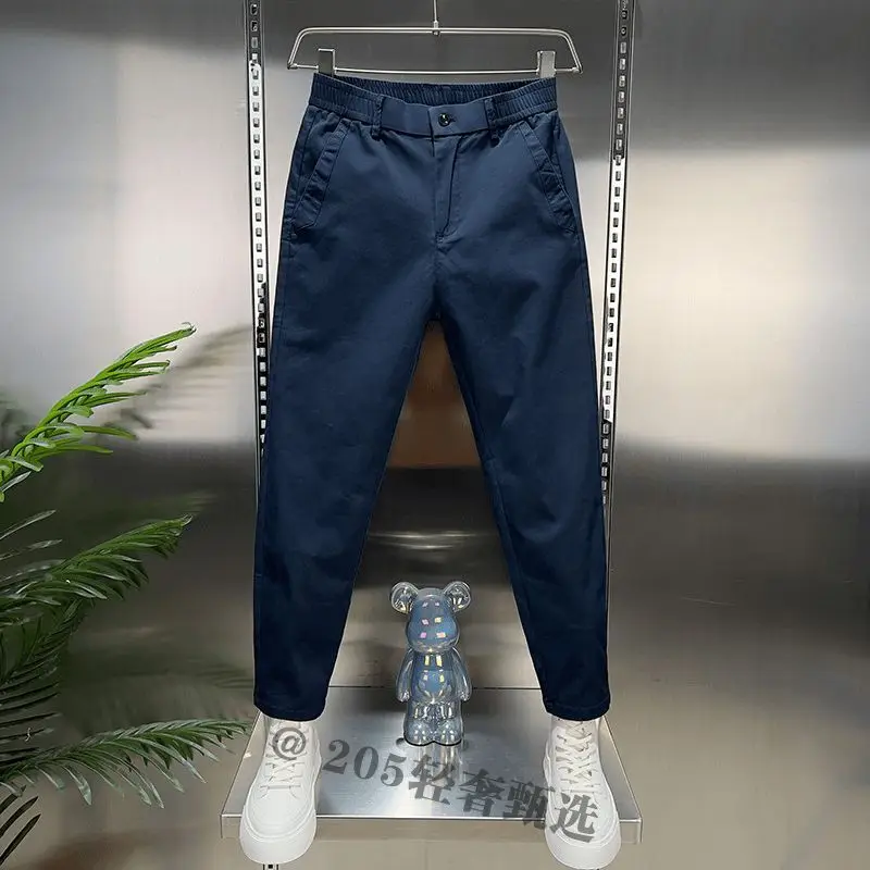 

Рабочая одежда, новинка 2025, летние тонкие модные мужские зауженные повседневные брюки, гладкие эластичные крутые рабочие брюки из ледяного шелка, брюки для бега