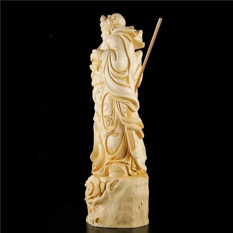 40cm big size Guan Yu God Statue Hinoki Wooden Sculpture Gift Chinese Figure Feng Shui For Home Decor