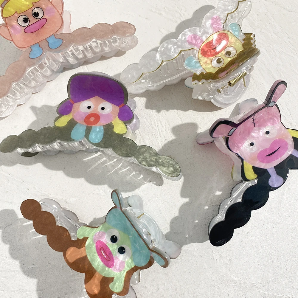 

AENSOA Cartoon Women's Claw Clip Fashion Artistic Dorothy UglyDolls Pattern Design Headdress Creative Acrylic Hair Accessories