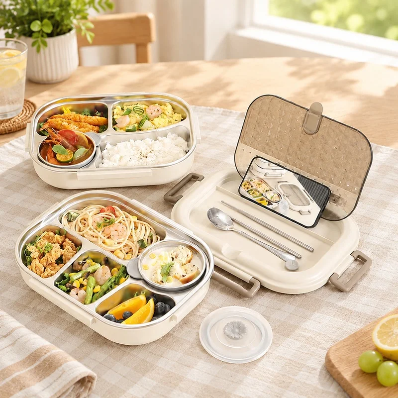 Insulated Bento Container with Leak-Proof Seal and Carrying Pouch, Made of Durable 304 Stainless Steel, Perfect for Work, School