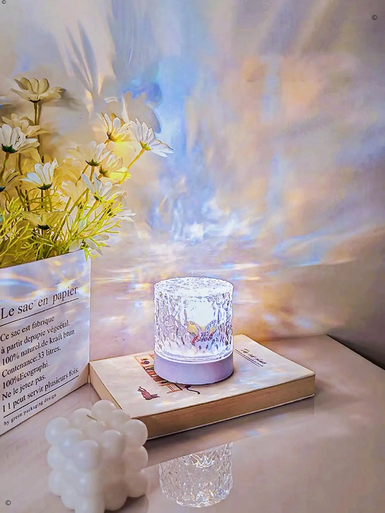 1PC 16-Color Rotating Water Wave Light: RGB Remote Ambient Lamp for Bedroom, Living Room & Gift