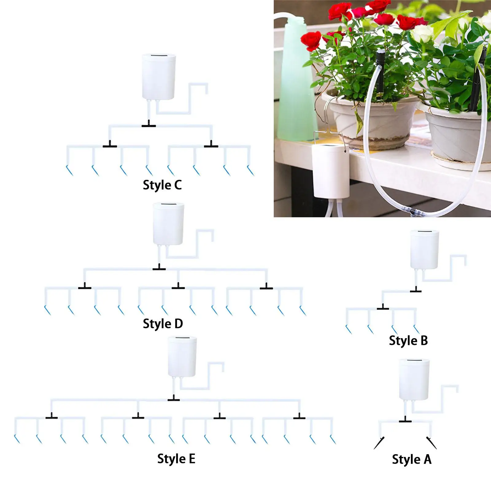 Automatic Drip Irrigation Set Rechargeable Electronic Watering Pump Device for Vacation Yard Indoor Vegetables Greenhouse