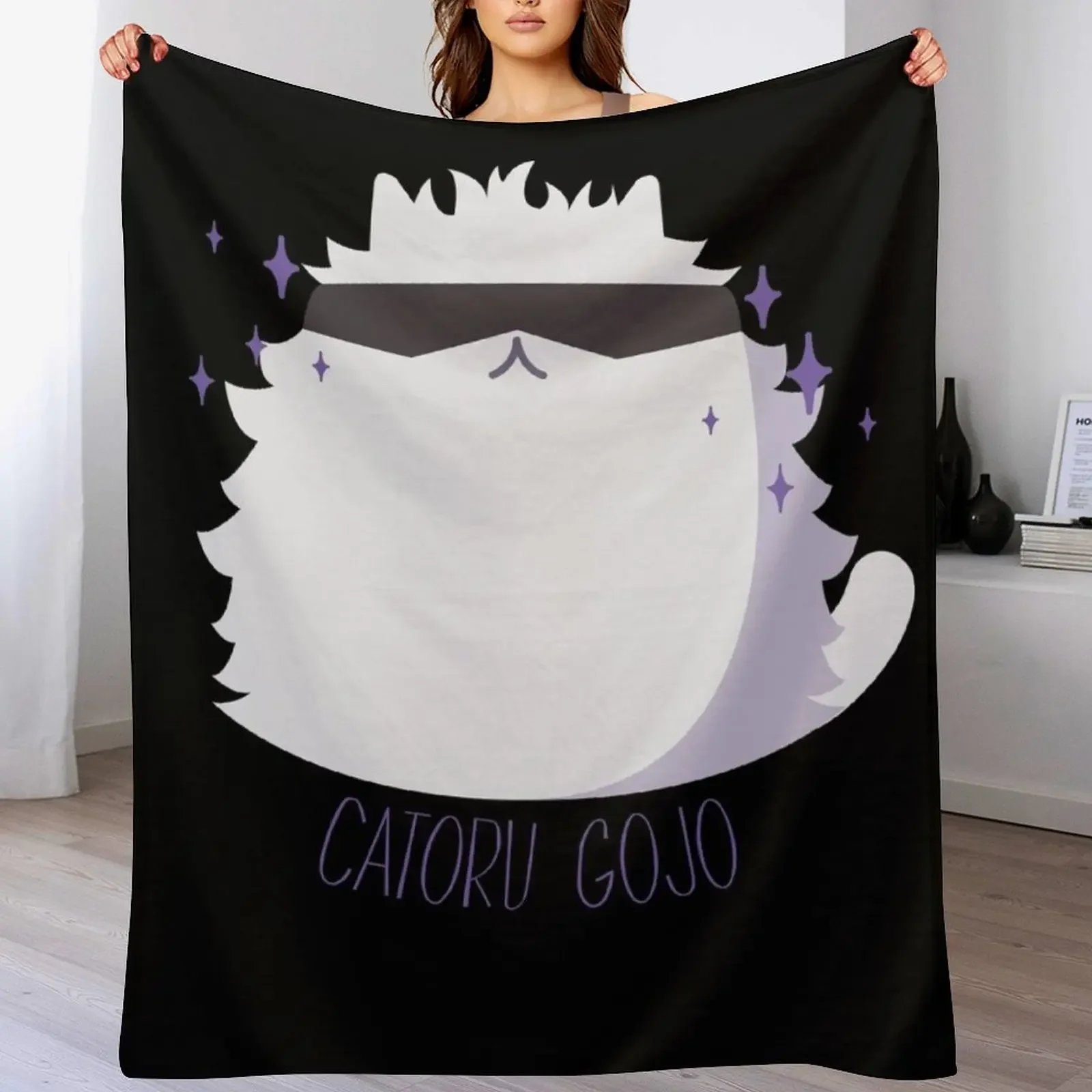 

Chibi Gojo Cat Throw Blanket Winter beds for winter Flannels Soft Plush Plaid Blankets