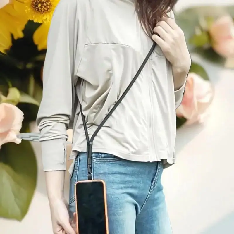 حبل متين للهاتف المحمول للاستخدام الخارجي مع حبل مضاد للفقدان ومشبك بطاقات للحافظات ومرفق المفاتيح