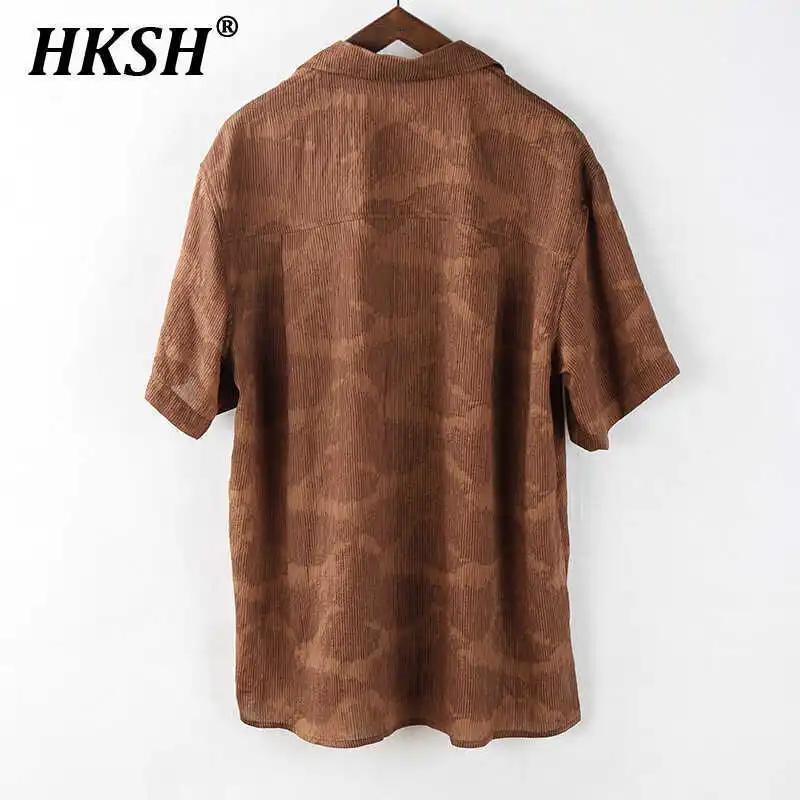 HKSH Summer New Dark Textured Short Sleeve Shirt Men's Tide Punk Lapel Casual Draped Shirts Trend China-chic Style Tops HK1680