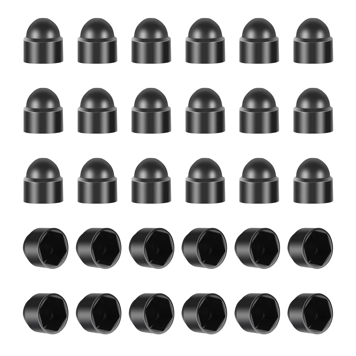 30Pcs  Nut Protective , Hexagonal Screw  Decorative Cover Black Dome Plastic  Caps M6/M8 Fitting Caps for Protecting Hexagon Scr