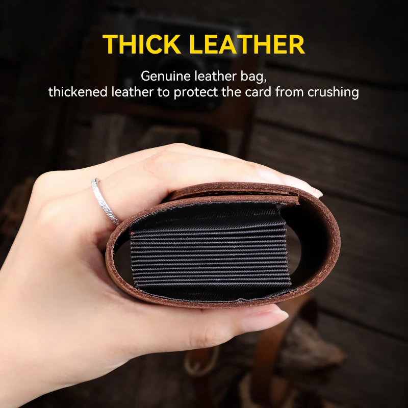 2022 Genuine Leather Card Wallet Handmade Leather Credit Card Soft Bag Portable Storage Cards Pouch Coin Purse For Women, Men