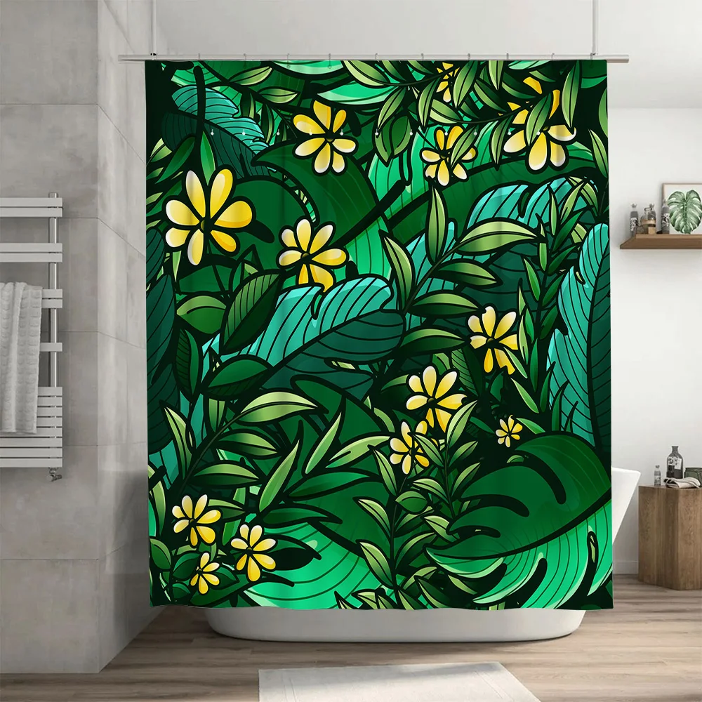مجموعة ستائر الدش المطبوعة بالغابة الخضراء لديكور الحمام كبير الحجم جدًا - مثالية لمشاريع تجديد الممتلكات في المنزل أو الإيجار Brig #3