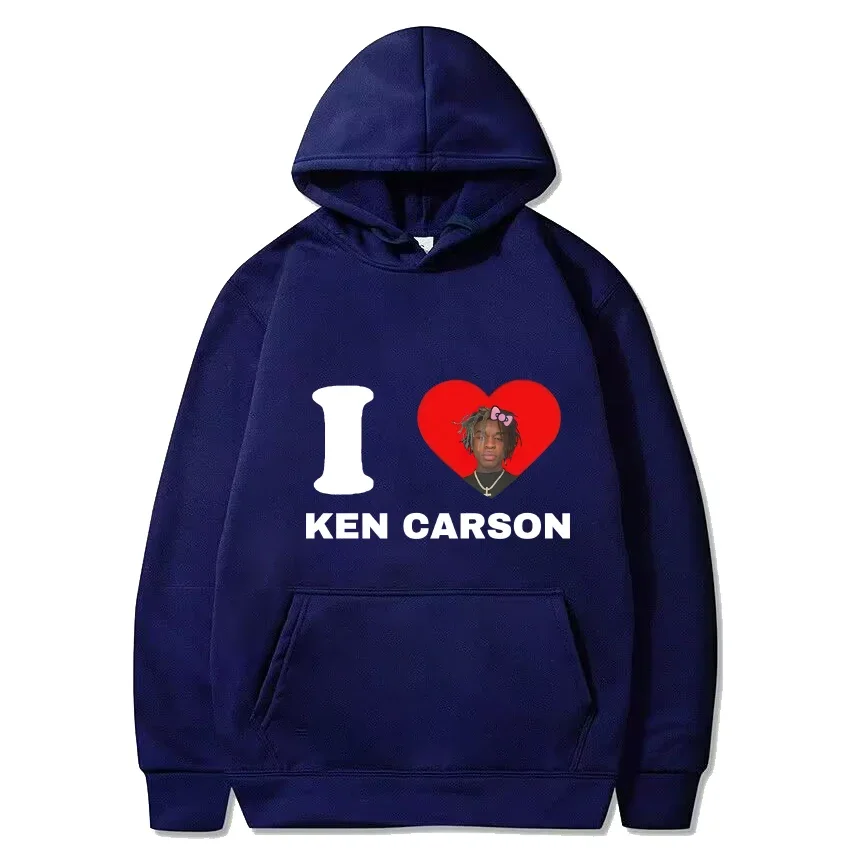 I Love Ken Carson Hoodie hitam Pria Wanita, pullover bulu domba lengan panjang Unisex mode jalanan 2024