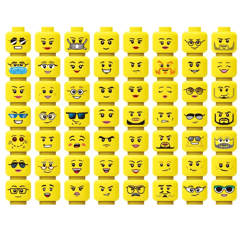 City Friends Figure 3626 Print Expression Face MOC Bricks Accessories Building Blocks Man Girls Body Part Head Toys for Children