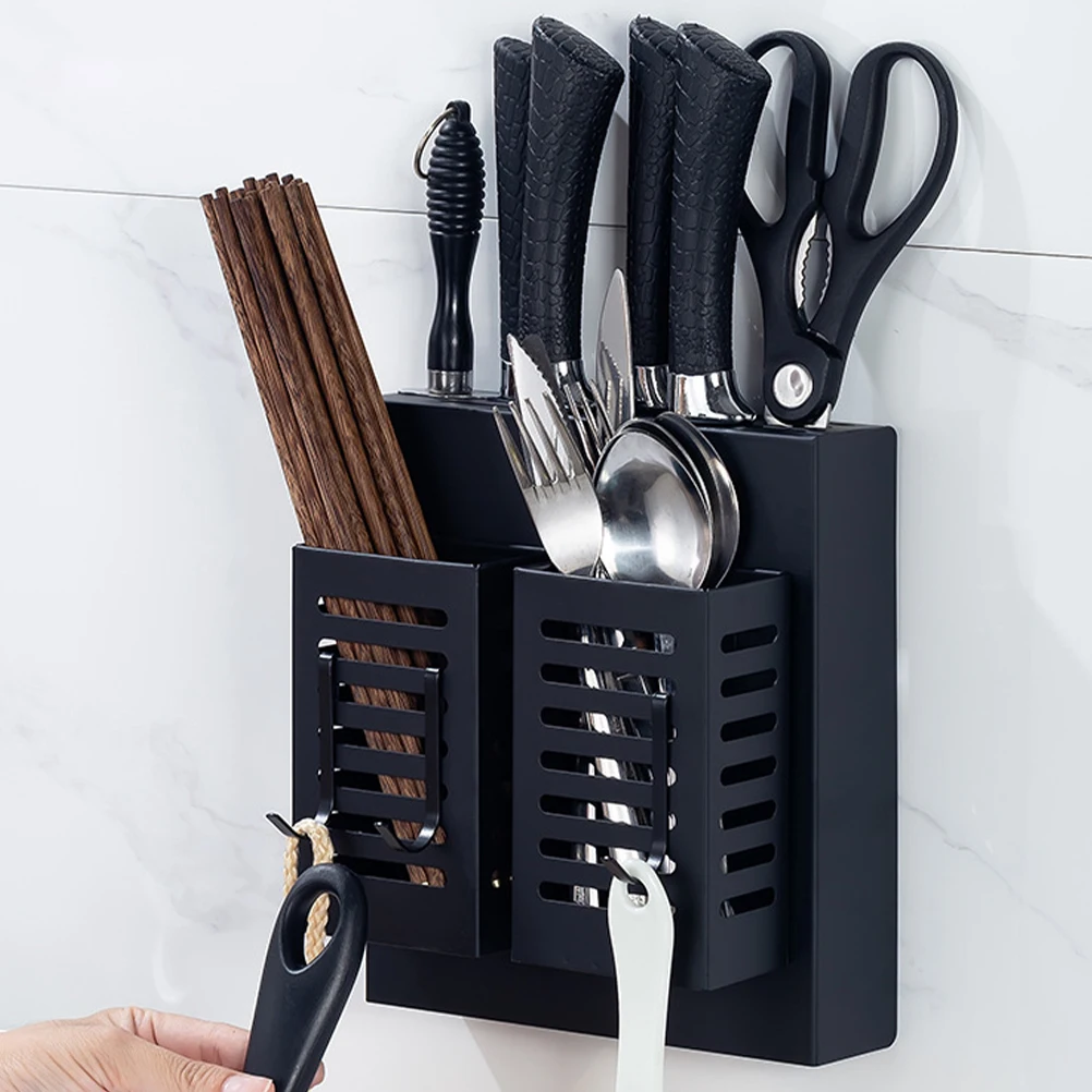 

Multifunctional Cutlery Shelf Kitchen Utensil ganizer Storage Rack Hooks Wall Mounted Space Saving Stainless Steel Quality