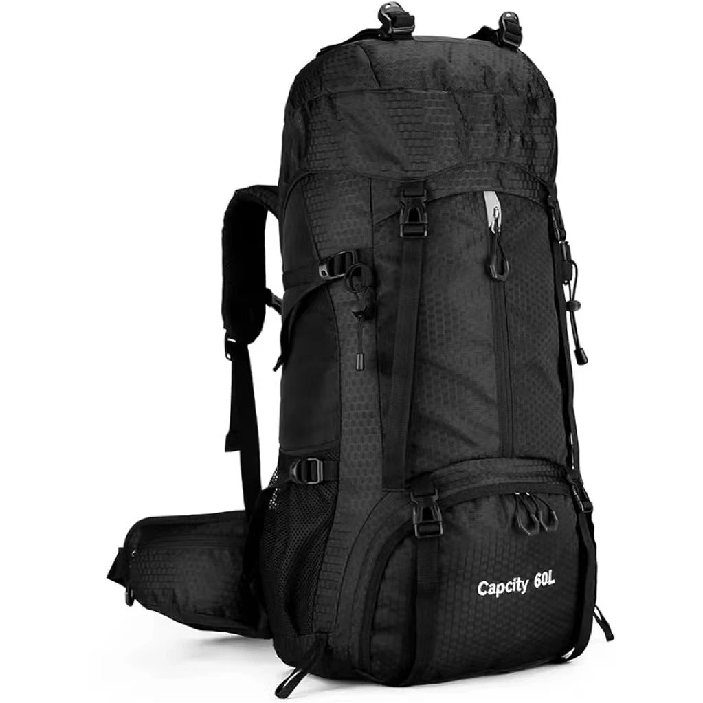 Mochila de senderismo de poliéster de 60L, impermeable, para viajes al aire libre, escalada, mochila, cubierta para la lluvia para acampar, mochilero