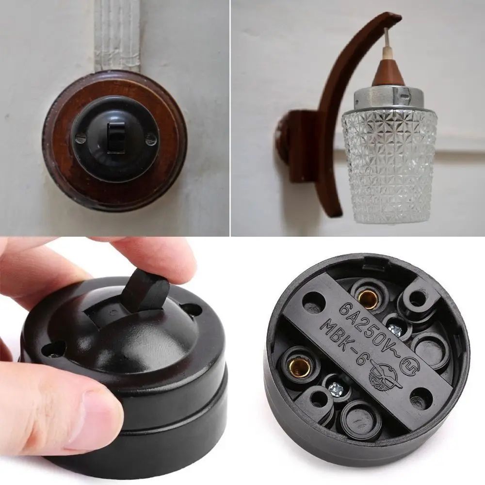 Picture 5: Round Old-fashioned Surface 6A Button Switch Light Single-control Switch Toggle Switch