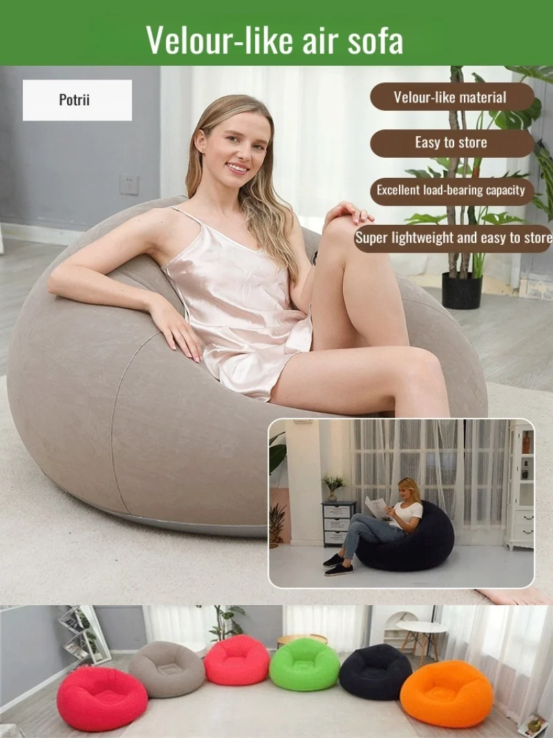 Portable Spherical Sofa Soft Flocking Lazy Sofa Foldable Soccer Sofa Skinfriendly Portable Recliner