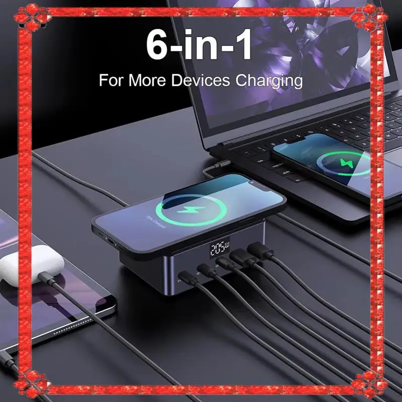 

24-Hour Delivery 190W Gan Charger Digital Display Desktop USB Type C Charger PD 100W QC3.0 Fast Charging For Laptop Tablet Phone