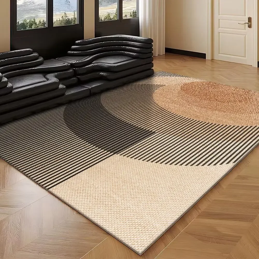 

VIKAMA Nordic Geometric Rug for Living Room Loop-pile Sofa Edge Rug Large Area Decoration Family Floor Mat Brown Bedroom Rug