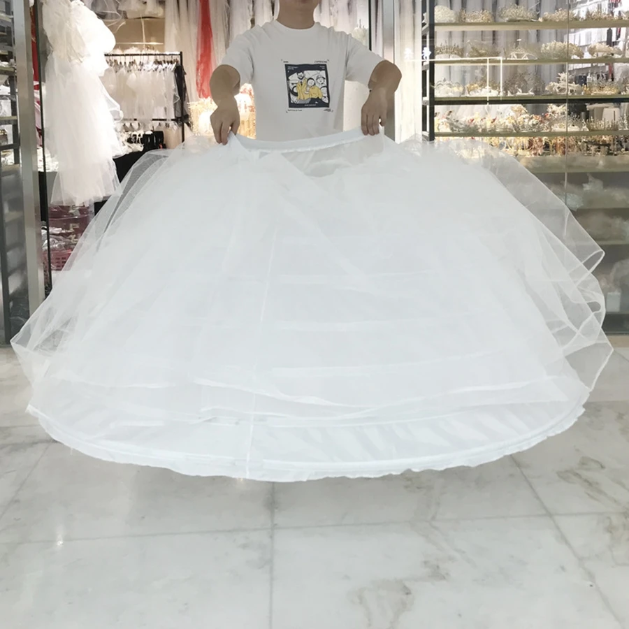 New Hot Sell 7 Hoops Big White Petticoat Super Fluffy Crinoline Slip Underskirt For Wedding Dress Bridal Gown In Stock