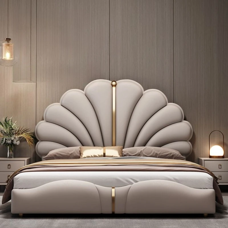 

Nordic Aesthetic Double Bed European Queen Twin King Headboard Frame Luxury Cama Casal Furniture Bed bases and bed frames home