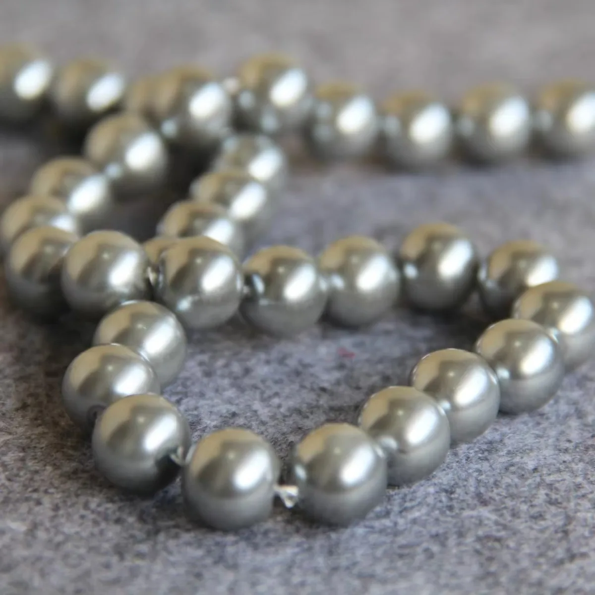 8 10 12 مللي متر جولة فضي رمادي شل حبات اللؤلؤ DIY بها بنفسك هدايا للنساء فتاة فضفاض الخرز صنع المجوهرات تصميم لقلادة وسوار #3