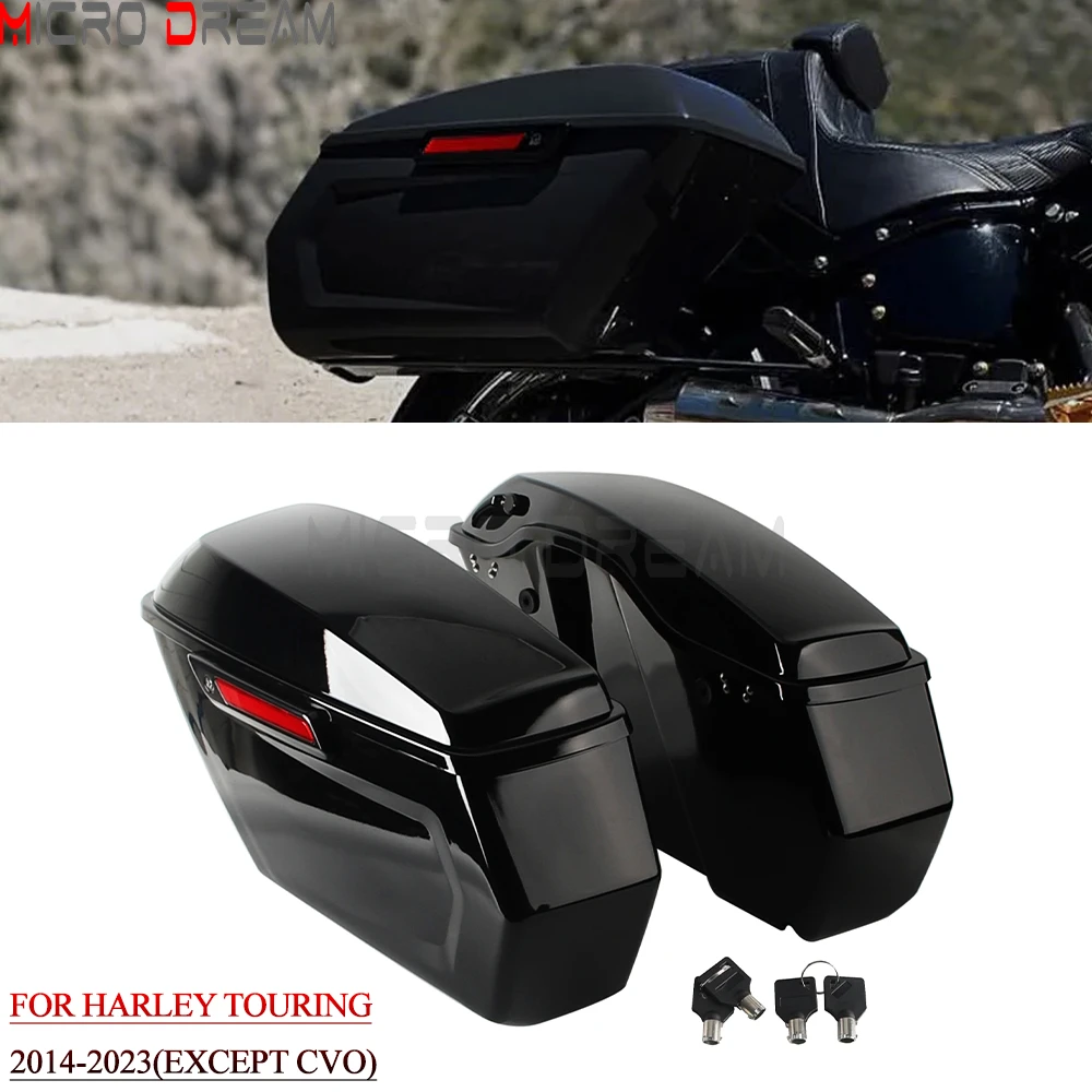 Motorcycle Hard Saddlebags For Harley Touring Road King Street Electra Glide Ultra Limited 2014-2023 Trunk Side Bags Luggage Box