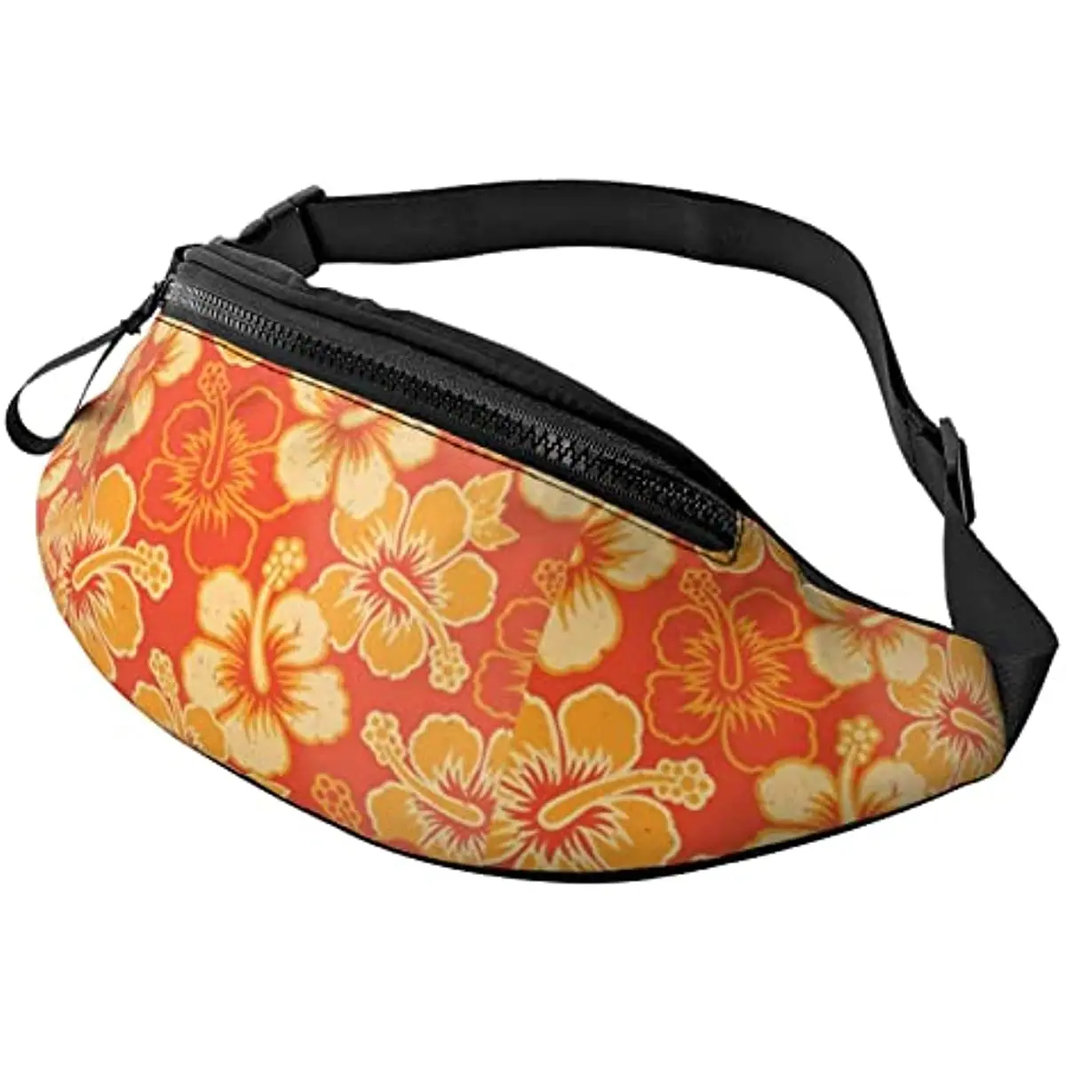 Unisex Orange Hawaiian Print Belt Bag Adjustable Strap Waist Bag Crossbody Bag for Travel Hiking Sports Polyester Unisex Casual