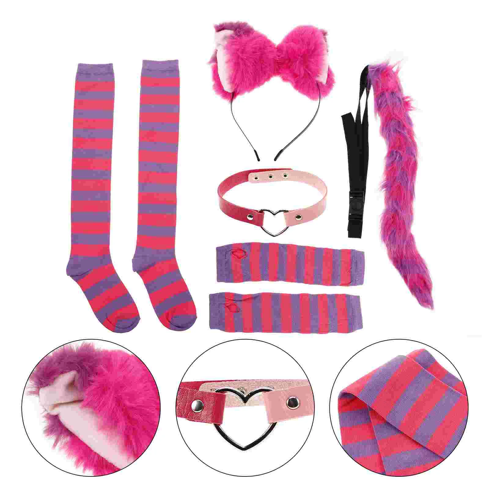 Cat Ear Set Animal Fancy Dress Kit Headdress Cosplay Props Party Decor Socks Gloves Female Hairband