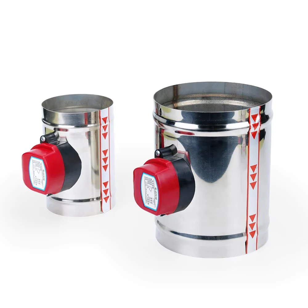 AC 220V Stainless Steel 201 Motorized Damper Solenoid Valve 4/5/6/8 inch Air Duct Vent 100/125/150/200 mm