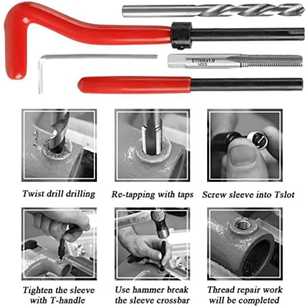 88/131pcs/set HSS Thread Repair Kit M5 M6 M8 M10 M12 Screw Thread Inserts For Restoring Damaged Threads Repair Tools Drill Bit