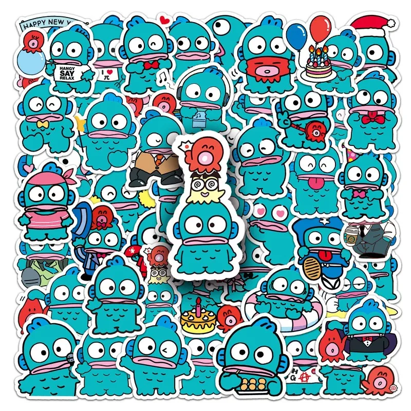 50pcs Hangyodon Sanrio Cute Cartoon Waterproof Decorative Water Cup Luggage Desktop Stationery Skateboard Refrigerator Sticker