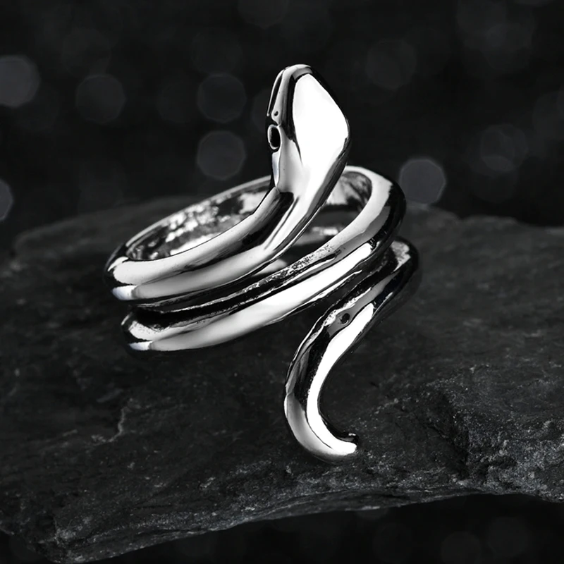 Anillo Punk Vintage pequeño de serpiente gratis para mujeres y hombres, anillo gótico de moda de Metal de Color dragón Animal, anillo abierto para dedo, joyería masculina