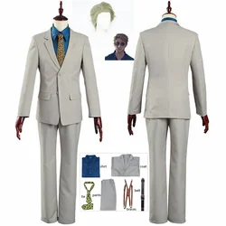 Disfraz de Cosplay de Nanami Kento para hombre, traje de Anime Jujutsu Kaisen, camisa, pantalones, correa, corbata, peluca de fiesta