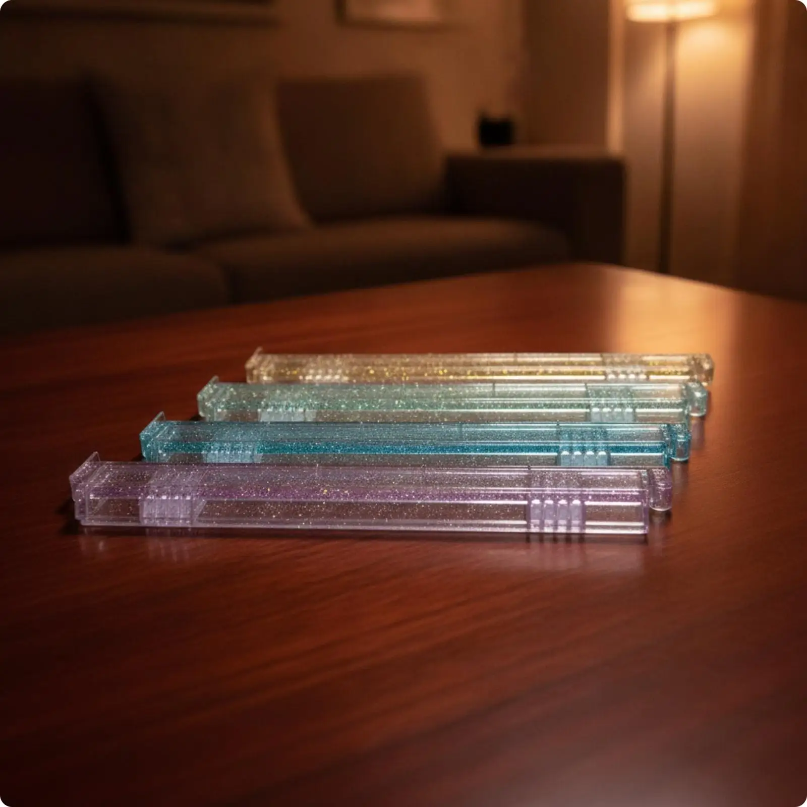 4 Pieces Mahjong Rack with Sliding Dividers Non-Slip Mahjong Tile Rack Game Accessory Lightweight Translucent